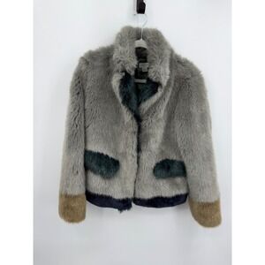 Molliolli Tissavel Faux Fur Jacket Women S Grey‎ Colorblock Anthropologie Coat